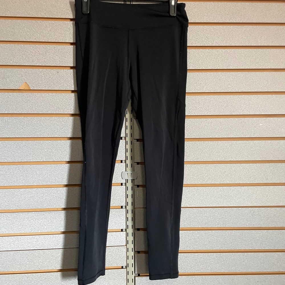 Victoria Sport Womens Black Activewear Ankle Zip Leggings Reflective Trim Size M